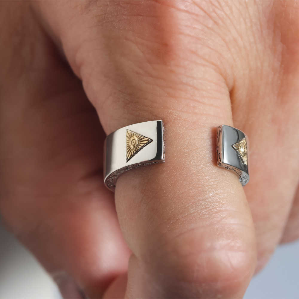 Band Rings Masonic All Seeing Eyes Annuit Coeptis Novus Ordo Seclorum 925 Sterling Silver Ring
