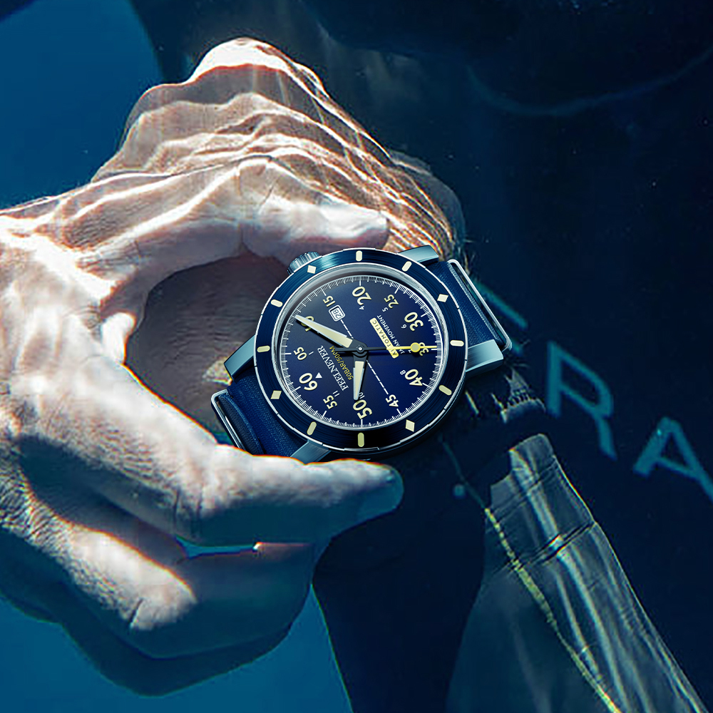 Wristwatches FeelNever Professional Outdoor Sports 8215 Men Automatic Mechanical Watches Sapphire 50Bar Diving Nylon Strap reloj hombre 230809