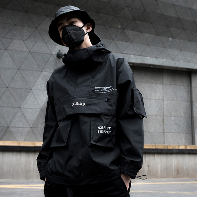 Men's Jackets 2023 Tactical Techwear Multipockets Cargo Jacket Mens Harajuku Hip Hop Hooded Coat Street Casual Windbreaker 230809