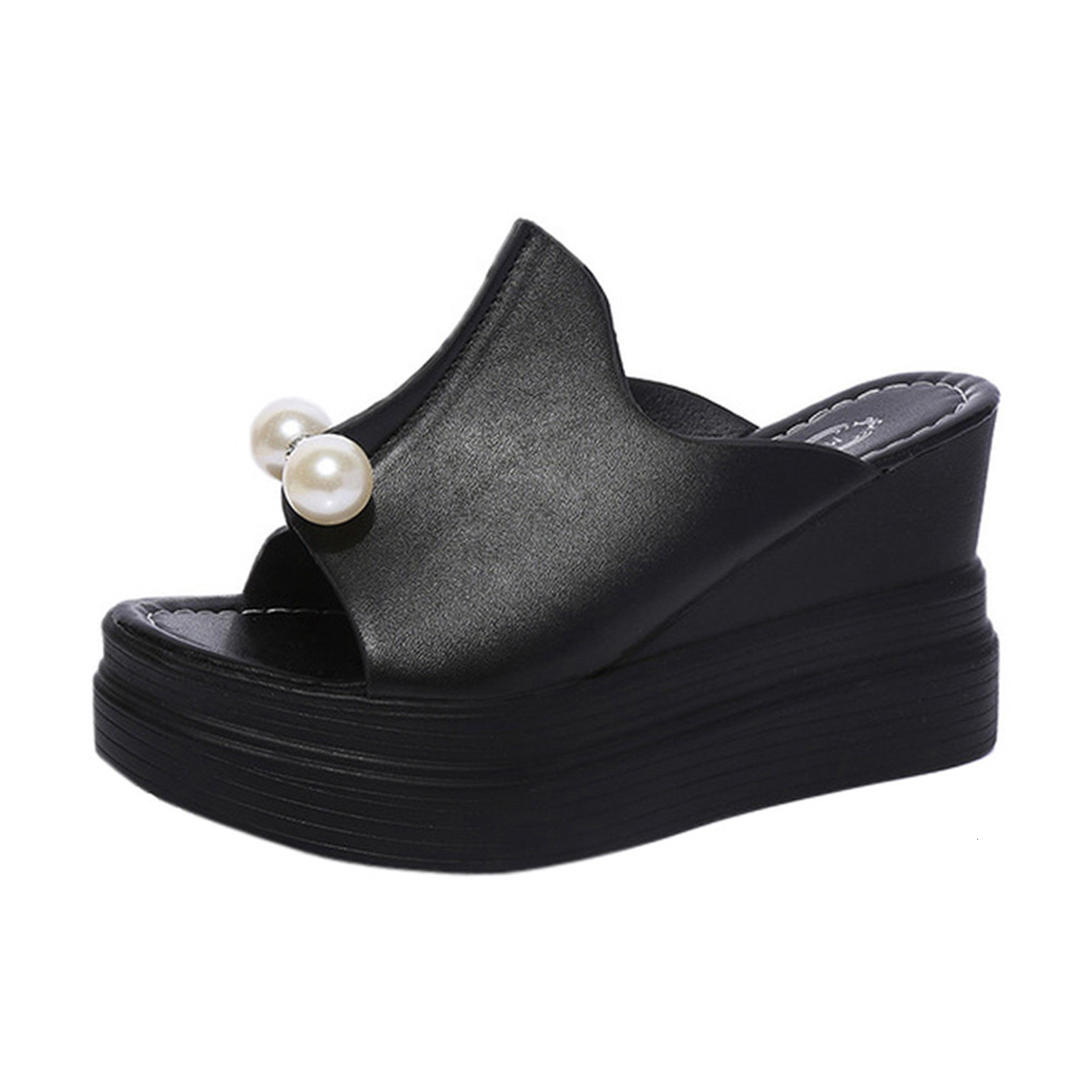 Slippers SAGACE Women Platform Shoes Ladies Slippers Thick-Bottom Solid Pearl Waterproof Wedge Sandals Women Summer Flip-Flops Beach Shoe 230809