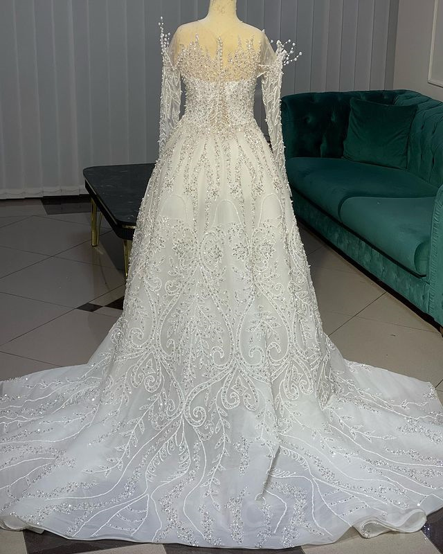2023 Arabic Aso Ebi White Mermaid Wedding Dress Lace Beaded Pearls Luxurious Vintage Bridal Gowns Dresses ZJ202