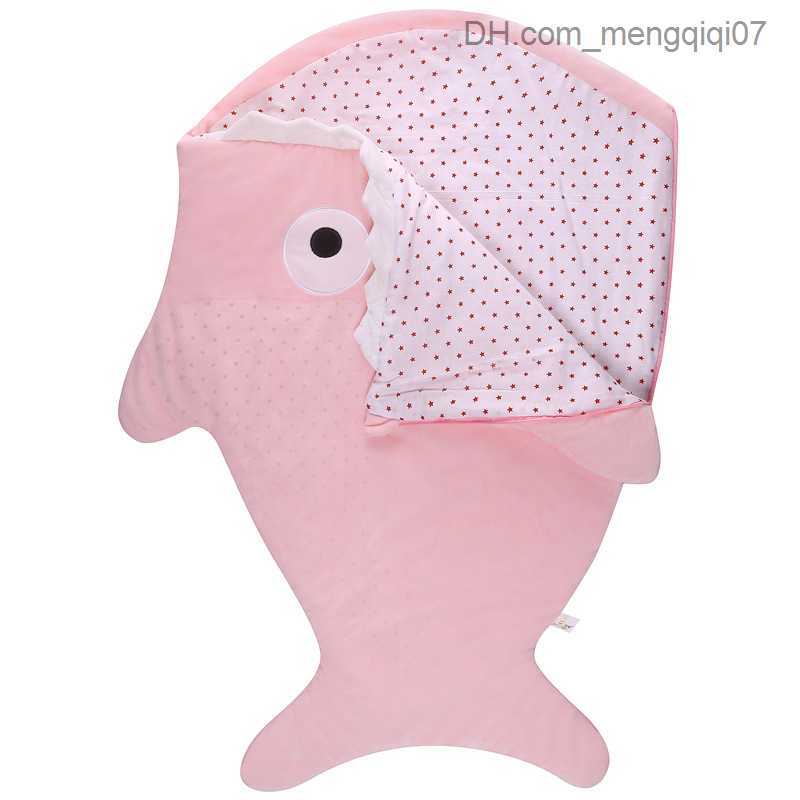 Pajamas New Baby Sleep Bag Cute Cartoon Shark Baby Sleep Bag Soft Thick Blanket Shark Baby Warm Baby Z230810