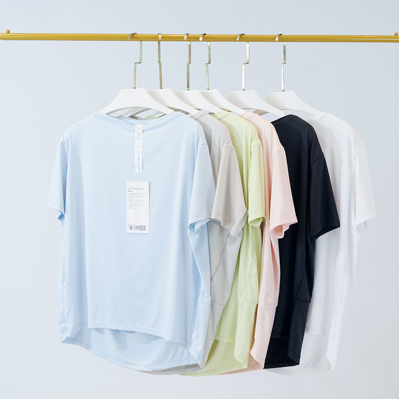 Womens Tops Yoga backaction t-shirt summer Yoga Short Sleeve Loose Blouse Sports Top top womens round collar short sleeve elastic breathable sports Casual T-shirt