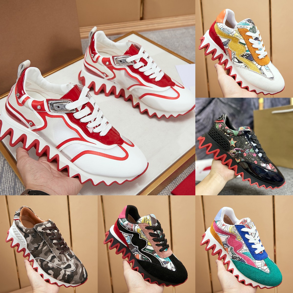 Designer Shoes Top-Quality Men Women Luxury Mesh Nylon Lace-Up Leather Runner Training Shoe