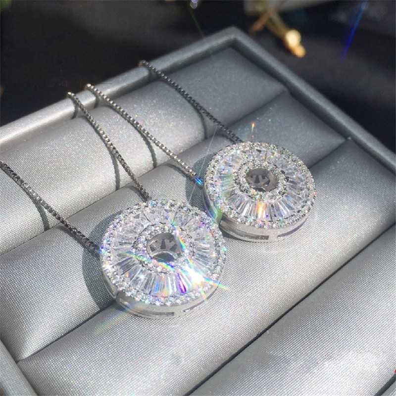 Pendant Necklaces 2020 Shinning Diamond Pendant Real 925 Sterling Silver Party Wedding Pendants Necklace For Women Bridal Charm Engagement Jewelry