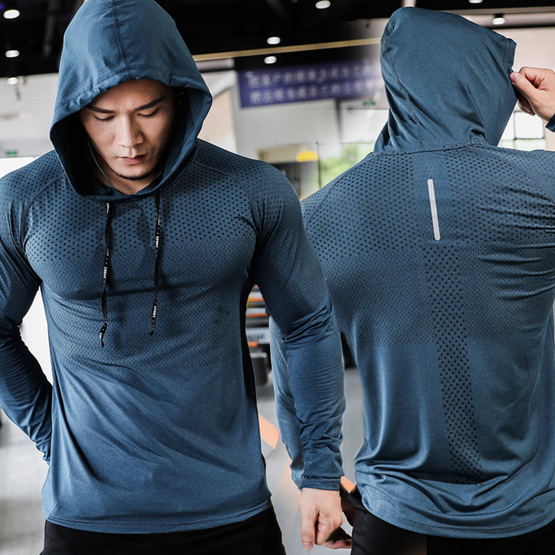 Men's T-Shirts Mens Fitness Tracksuit Running Sport Hoodie Gym Joggers Hooded Outdoor Workout Athletic Clothing Muscle Training Sweatshirt Tops 2
