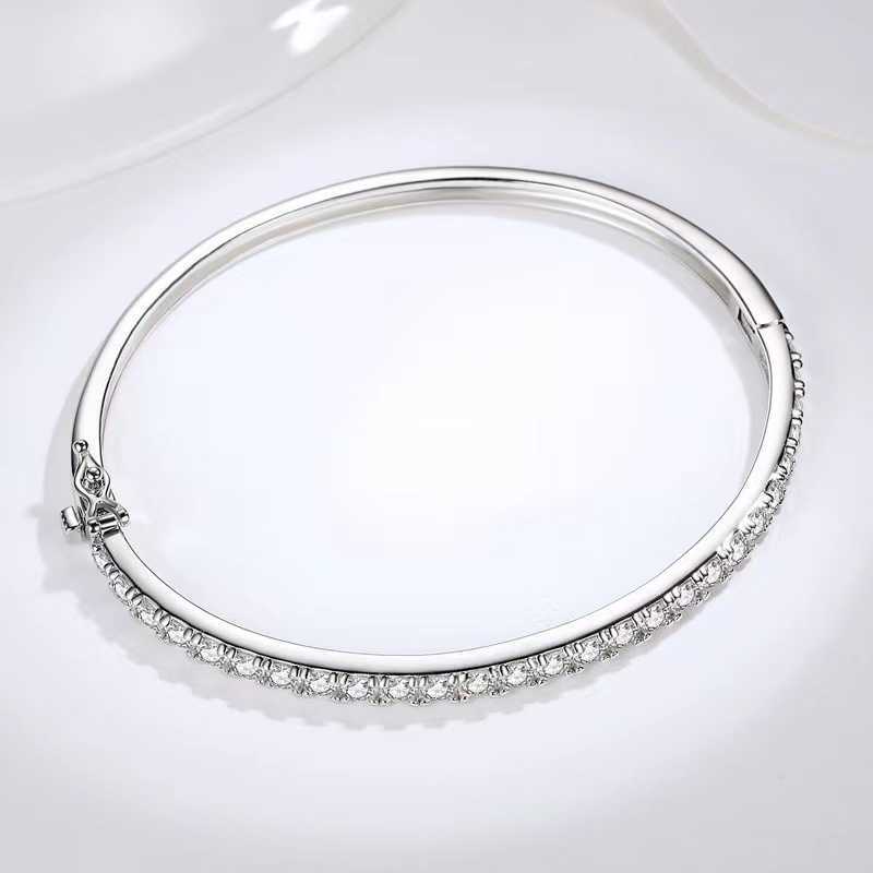 Band Rings Iced D Color Moissanite Bangle Women S925 Sterling Silver Ins Fashion Moissanita Diamond Bracelet White Gold Finish Pass Tester