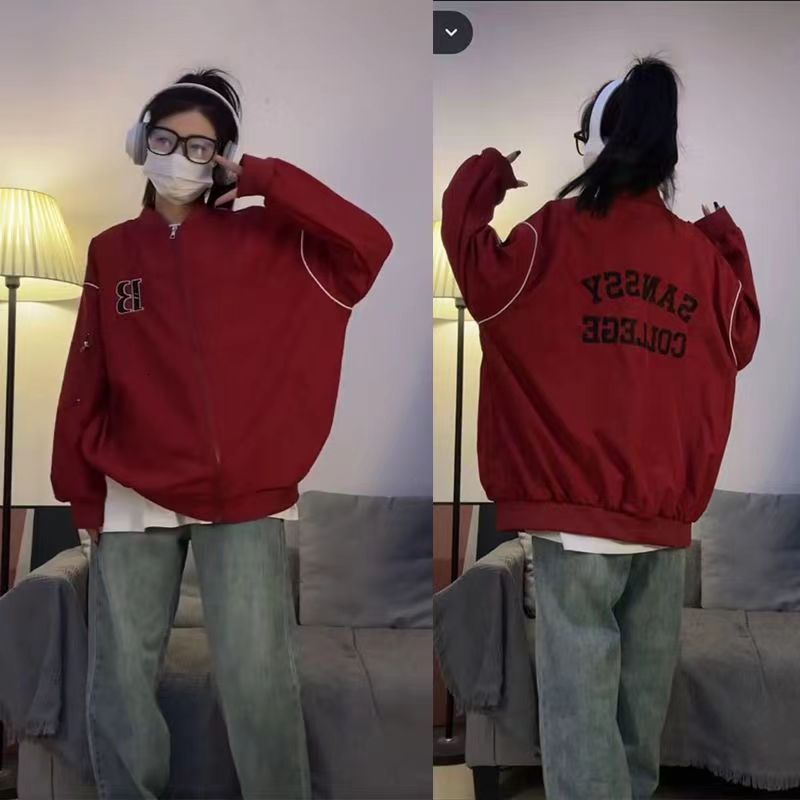 Womens Jackets QWEEK Vintage Bomber Jacket Korean Style Windbreaker Black Female Oversized Streetwear Gothic Harajuku Fashion 230809