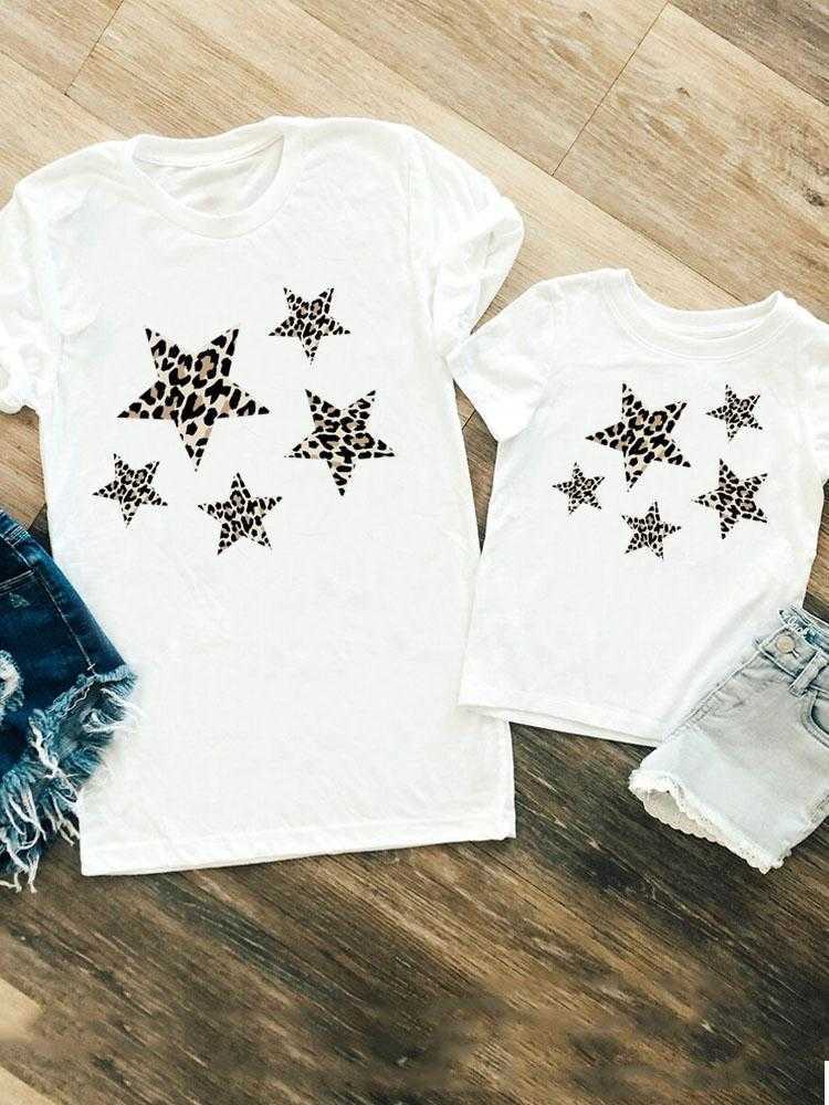 Family Matching Outfits Family Matching Outfits Leopard Flower Floral 90s Women Girls Boys Kid Child Summer Mom Mama Tshirt Tee T-shirt Clothes Clothi