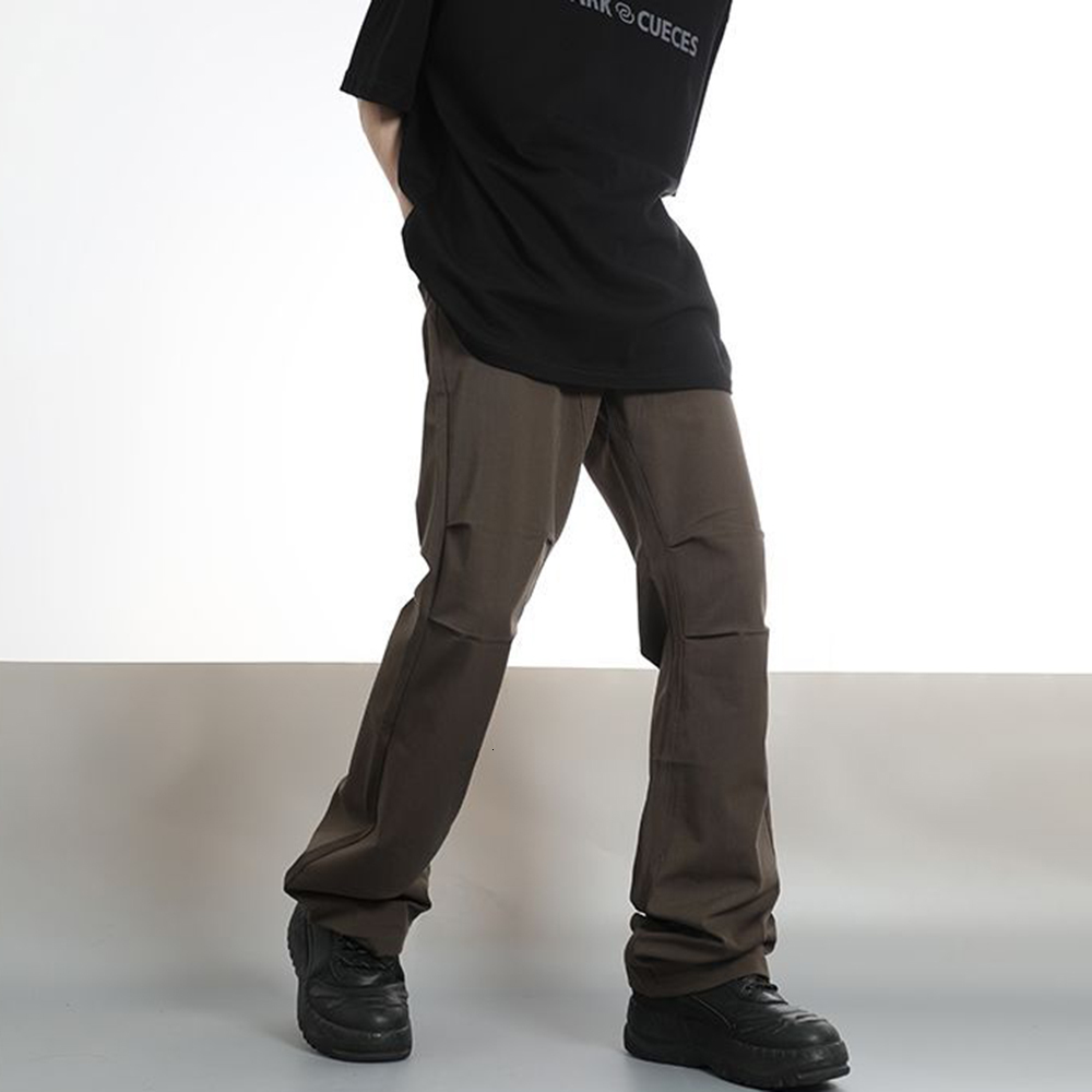Mens Pants Men Retro High Street Solid Flared Trousers Vintage Streetwear Harajuku Cargo Casual Slim Fashion Trend 230809