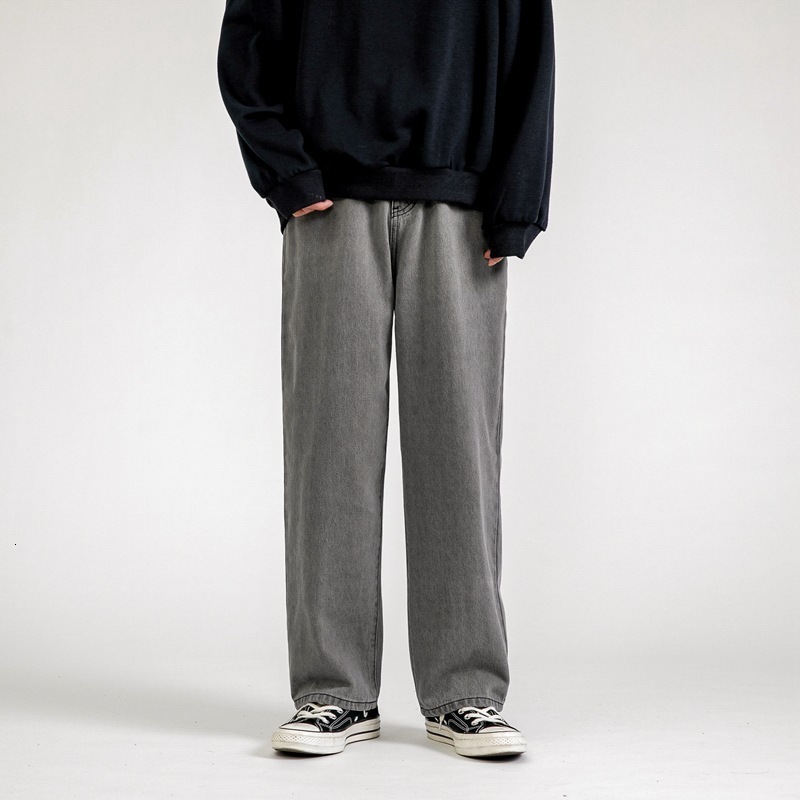 Mens Jeans Korean Fashion Baggy Classic Unisex Man Straight Denim Wideleg Pants Hip Hop Bagy Light Blue Grey Black 230810