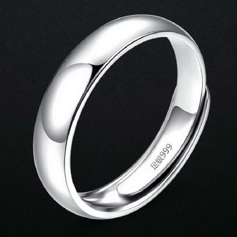 Band Rings Unibabe Real Sterling Silver Round Open Ring Men Women Bright Silver Ring Male Pure Silver Simple Open Ring Jewelry Gift