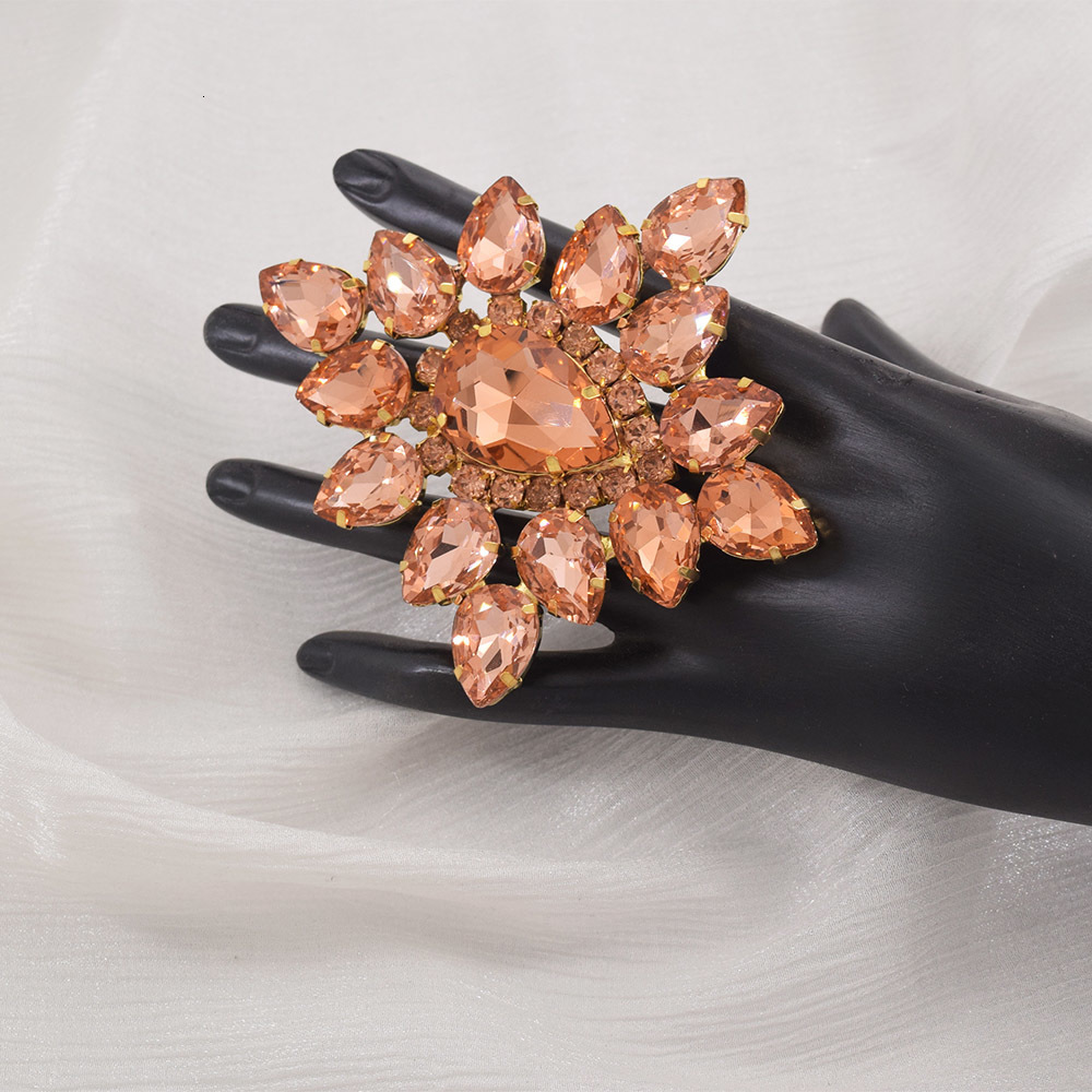 Solitaire Ring CuiEr 8.5*9.5CM Huge rings for women Big size Fashion jewelry with rhinestones glass Adjustable ring 230810