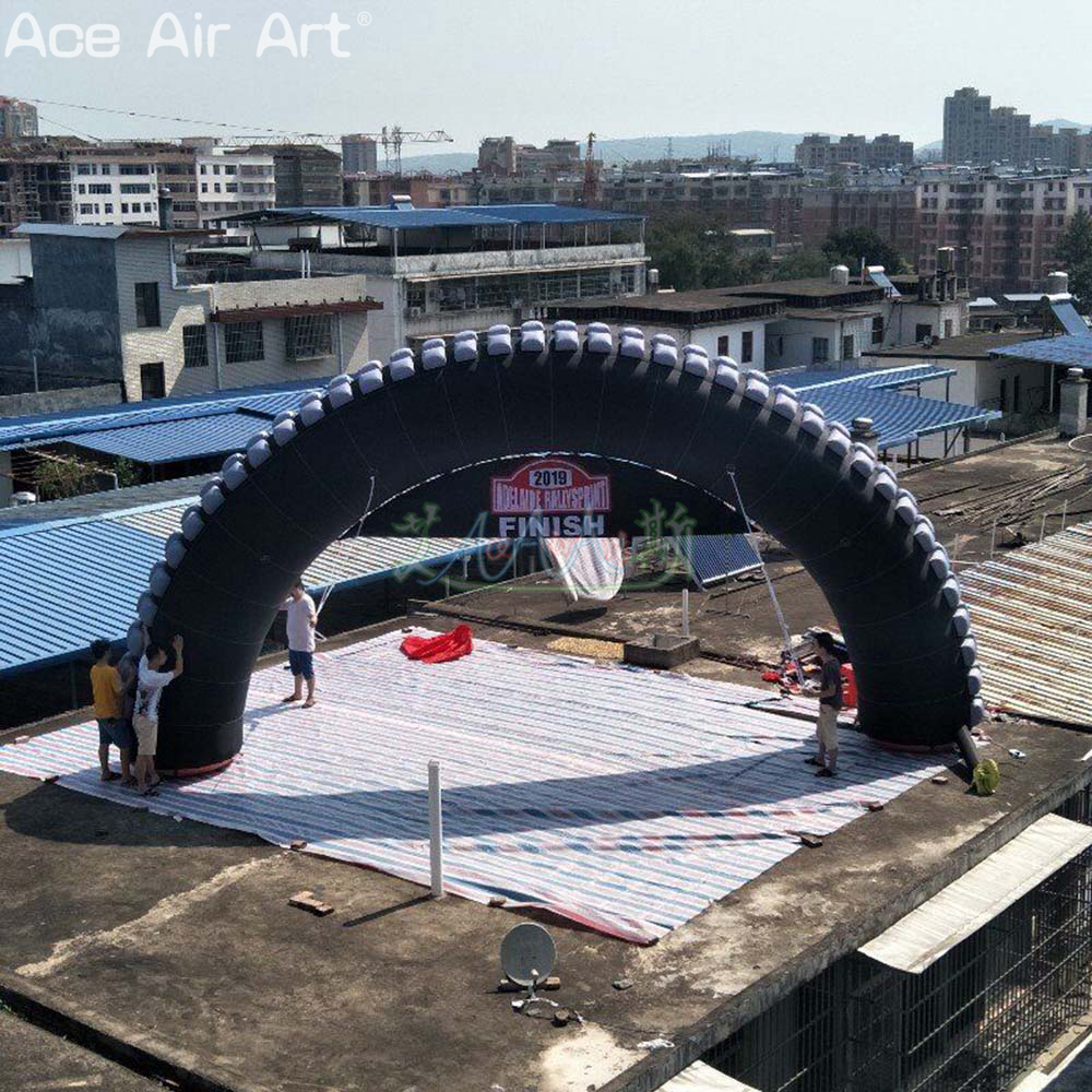 Outdoor Inflatable Tire Arch Gear Track Archway Entrance with Banner for Sports or Competition