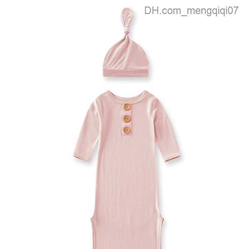 Pajamas Baby Summer Sleep Bag Soft Bamboo Fiber Long Sleeve Baby Sleep Bag with Hat Solid Baby Sleep Bag for Children Z230811