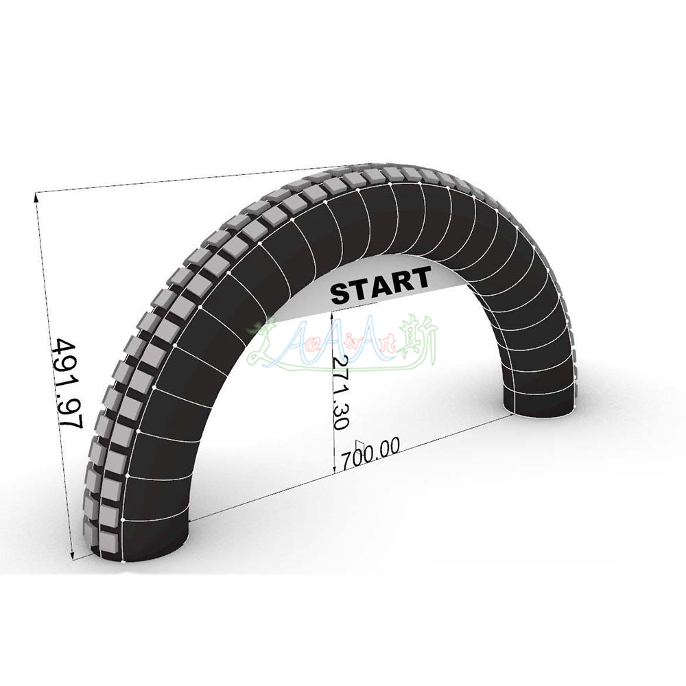 Outdoor Inflatable Tire Arch Gear Track Archway Entrance with Banner for Sports or Competition