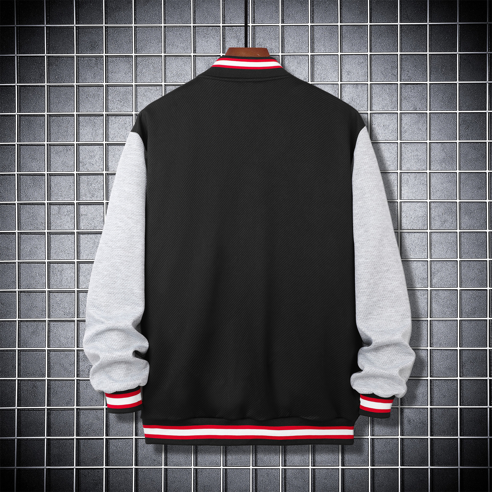 Mens Jackets Men Letter Graphic Striped Trim Colorblock Varsity Jacket Without Tee 230810