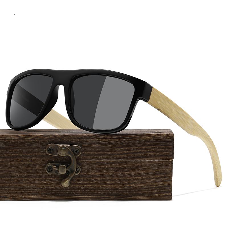 Sunglasses Frames LDMZYJ Fashionable Bamboo Men's Classic Square Vintage Driving Polarized Sun Glasses Fishing Eyewear UV400 Cat3 230809