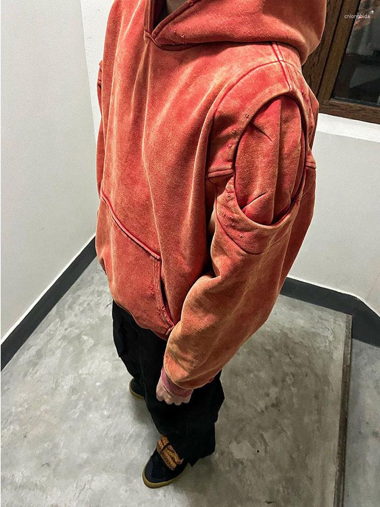 Mens Hoodies Vintage Heavyweight Wash Deconstructed Silhouette Damaged Distressed Sweatshirt Coat Autumn And Winter