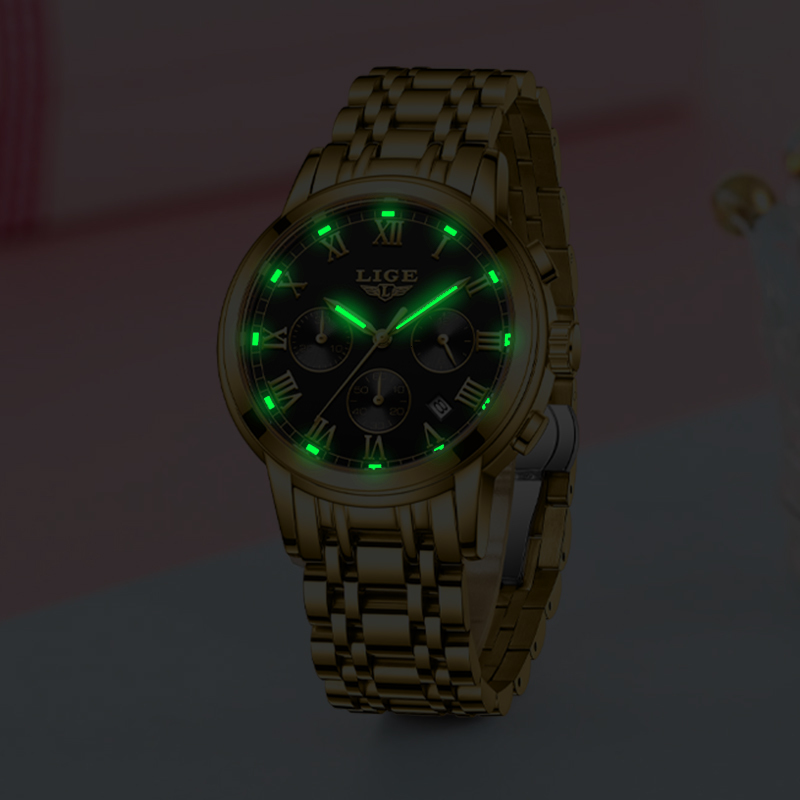 Other Watches LIGE 2023 Gold Watch Women Ladies 30M Waterproof Steel Women's Bracelet Female Clock Relogio FemininoBOX 230809