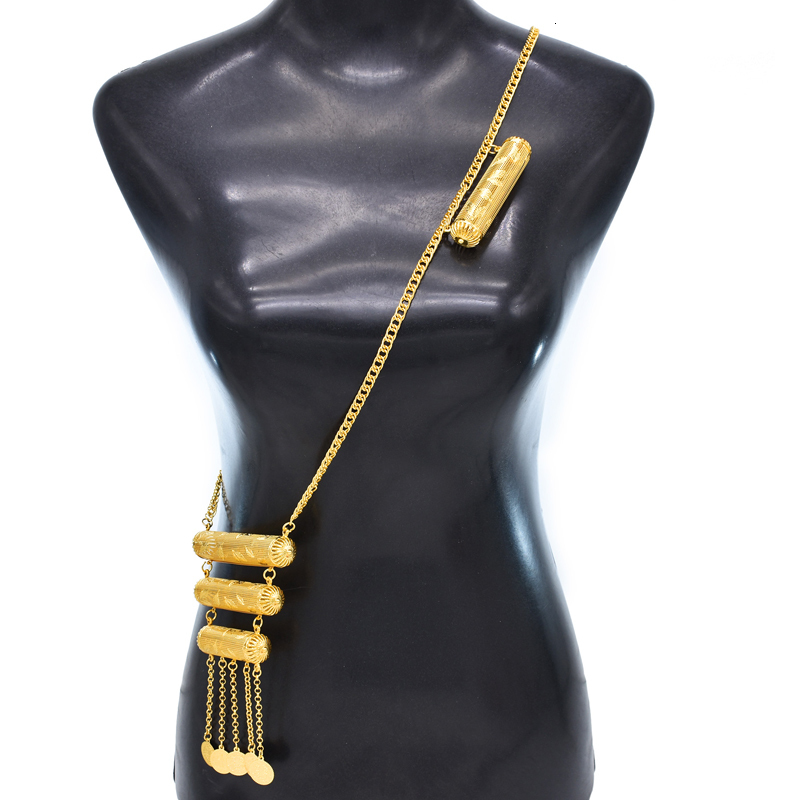 Labret Lip Piercing Jewelry Kurdish Iraqi style Shoulder Chains Golden Carved silah or weapon Ethnic Statement Body Gypsy Charms Female 230809