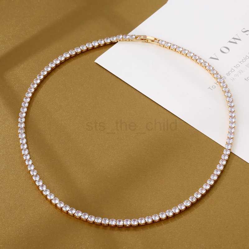 Pendant Necklaces Trendy 4mm Lab Diamond Necklace White Gold Filled Party Wedding Necklaces For Women Bridal Tennis Chocker Jewelry Gift