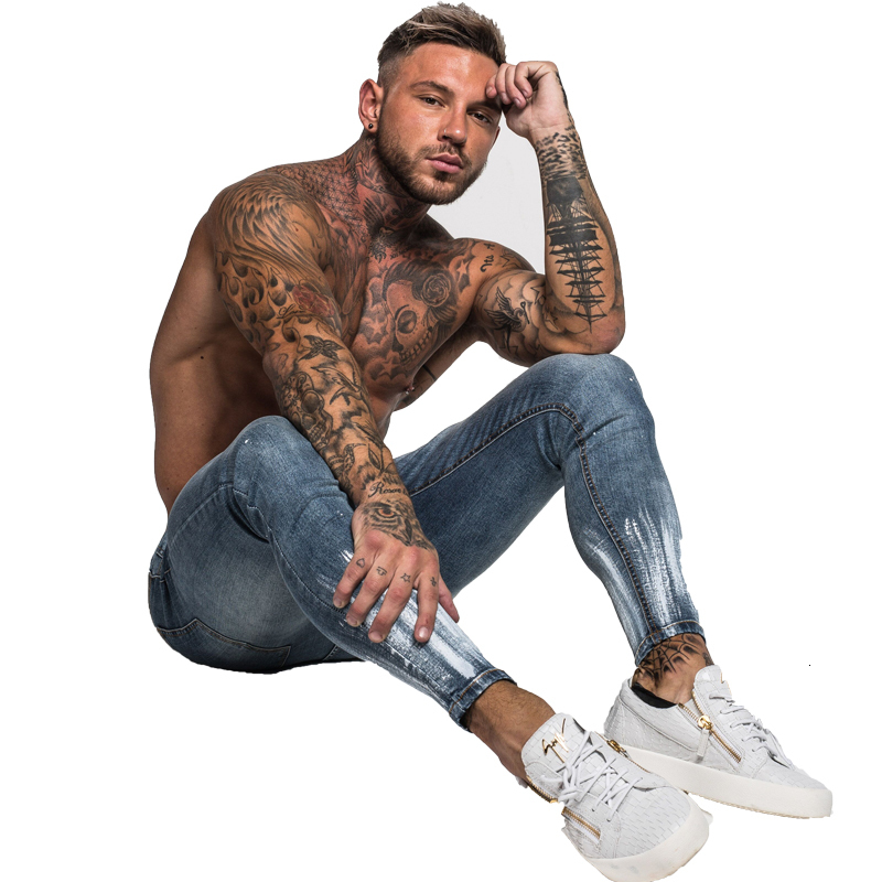 Mens Jeans GINGTTO for Men Slim Fit Super Skinny For Street Wear Hip Hop Ankle Length Tight Cut Closely To Body Big Size St 230809