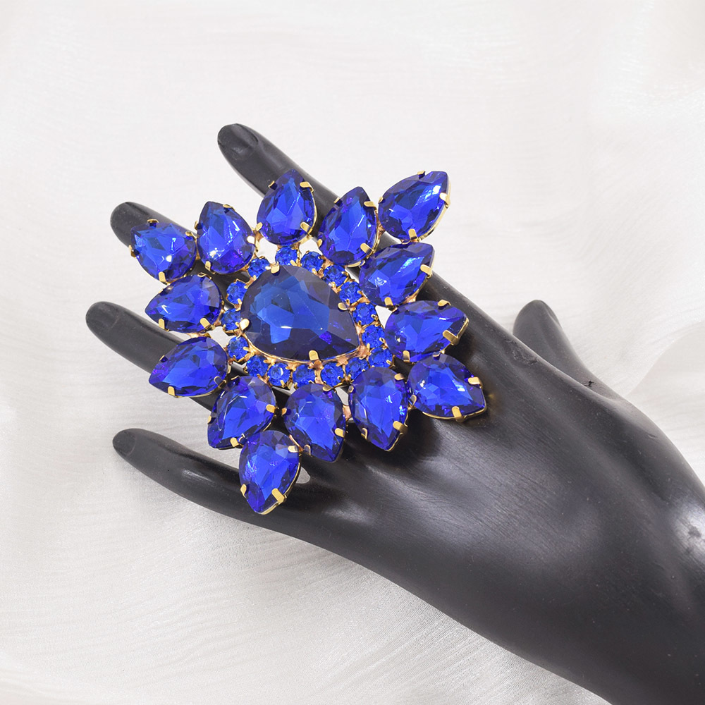 Solitaire Ring CuiEr 8.5*9.5CM Huge rings for women Big size Fashion jewelry with rhinestones glass Adjustable ring 230810