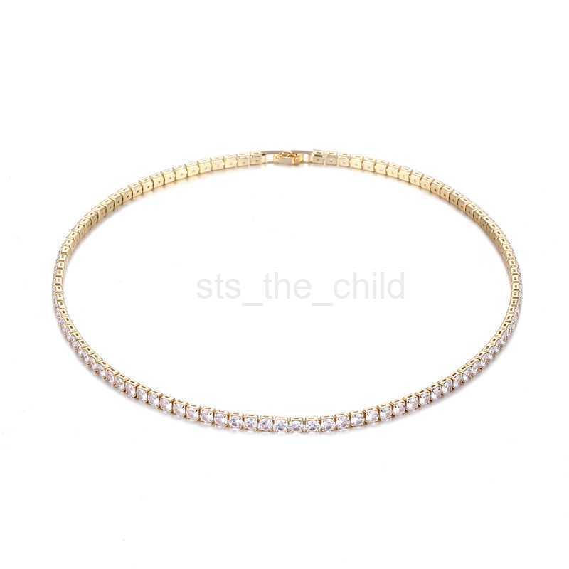 Pendant Necklaces Trendy 4mm Lab Diamond Necklace White Gold Filled Party Wedding Necklaces For Women Bridal Tennis Chocker Jewelry Gift