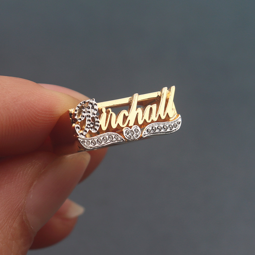 Wedding Rings Custom Nameplate Name Ring Stainless Steel Jewelry Personalized 3D Name Rings Women Men Chunky Anel Masculino Christmas Gift 230810