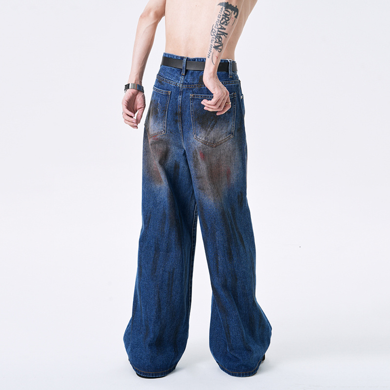 Mens Jeans FEWQ Bell Bottom Y2k Vintage Gradient Color Male Denim Pant High Street Straight Trousers Hip Hop Summer 24B2693 230809