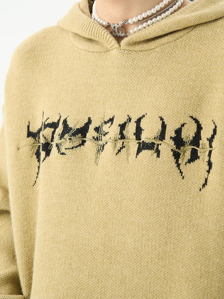 Men's Sweaters Slouchy hooded sweaters for men in winter American knitwear sweater centipede Graphic high street lovers y2k trend top 230809