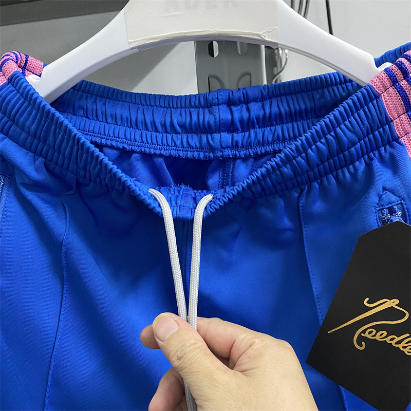 Mens Pants Blue Needles Sweatpants Men Women Quality Pink Stripe Butterfly Track Narrow AWGE Trousers 230809