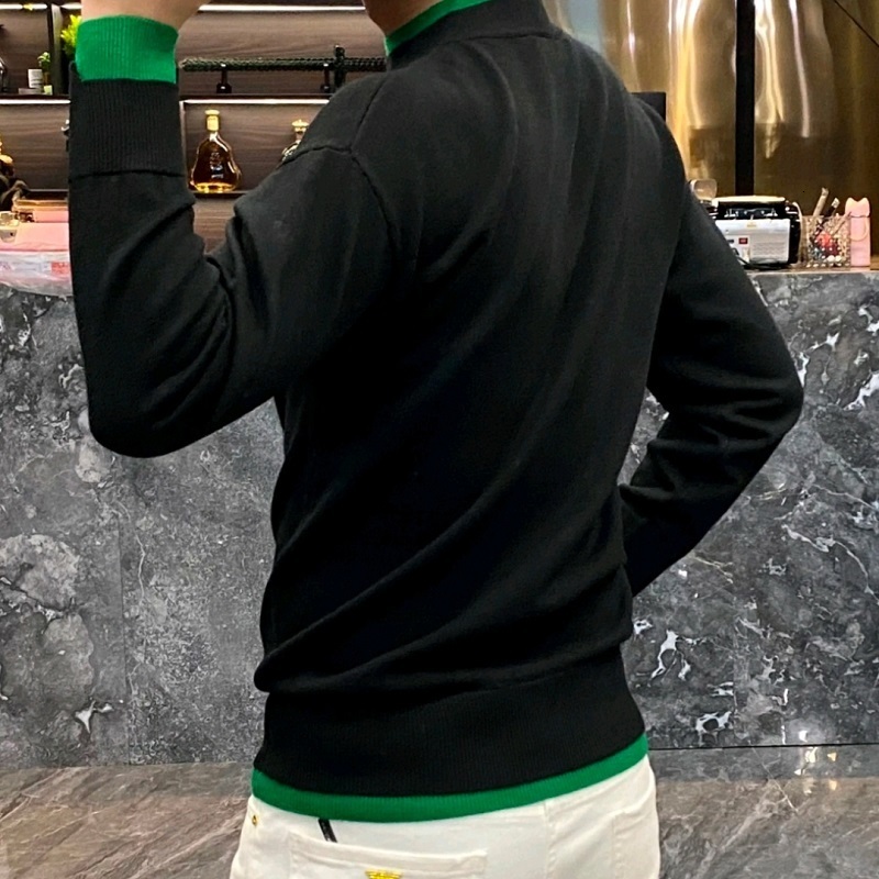 Mens Sweaters Autumn Winter Casual Sweater Long Sleeve Slim Knitted Pullovers Fashion Contrast Crew Neck Pullover Men Clothing 230809