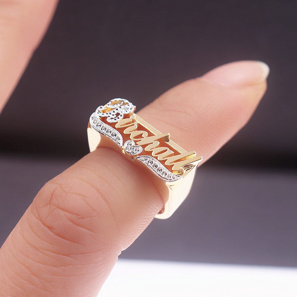 Wedding Rings Custom Nameplate Name Ring Stainless Steel Jewelry Personalized 3D Name Rings Women Men Chunky Anel Masculino Christmas Gift 230810