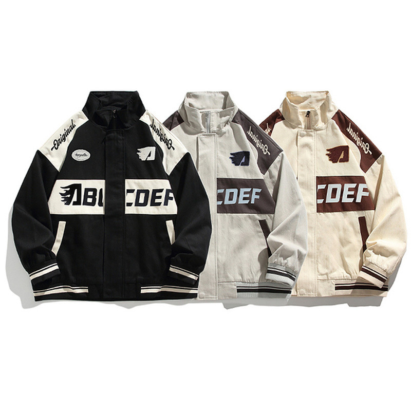 Mens Jackets Retro Letter Print Color Matching Fashion Casual Loose Fitting Coat Couple Street Hiphop Harajuku Baseball Jacket 230810