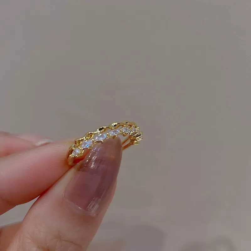 Band Rings Fashion 925 Sterling Silver Double Layer Pearl Ring with Diamond Opening Adjustable Index Finger Ring Women's Wedding Jewelry