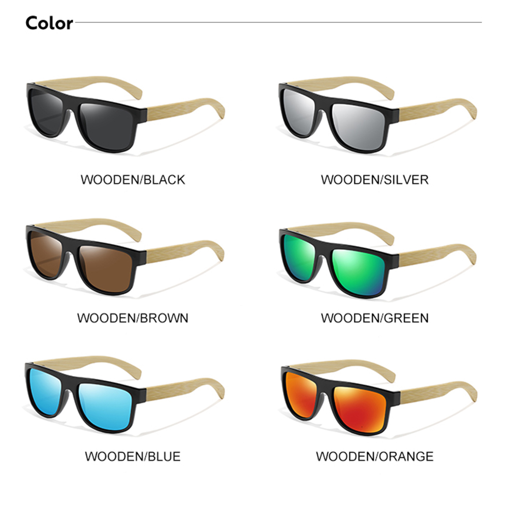 Sunglasses Frames LDMZYJ Fashionable Bamboo Men's Classic Square Vintage Driving Polarized Sun Glasses Fishing Eyewear UV400 Cat3 230809