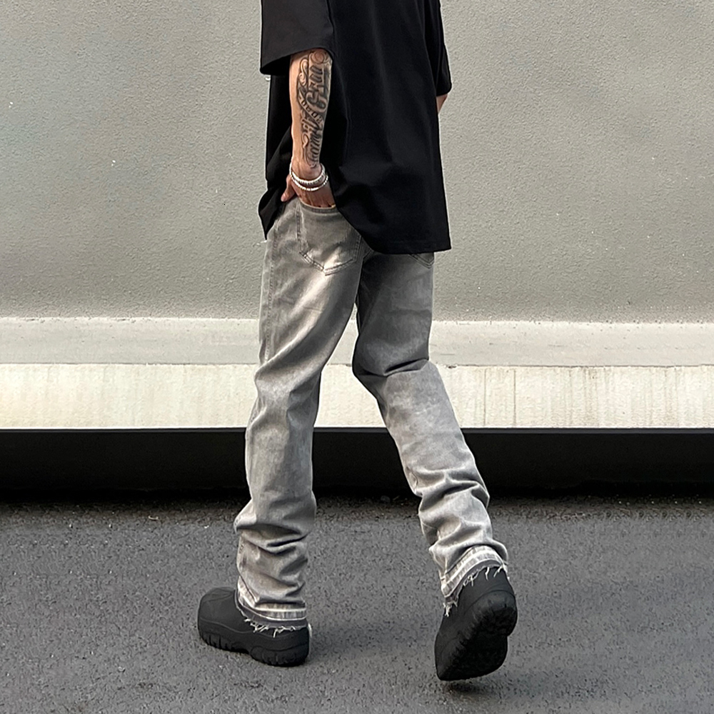 Men's Jeans Skinny Jeans Men Gray Summer High Street Pantalones Hombre Simple Slim Trousers Streetwear Vintage Fit Autumn Y2k Denim Pants 230809