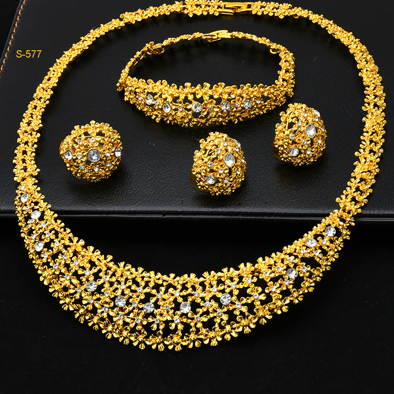 Wedding Jewelry Sets ANIID Dubai Arab Gold Color For Women African Party Gifts Ethiopia Necklace and Earrings Ring 230809