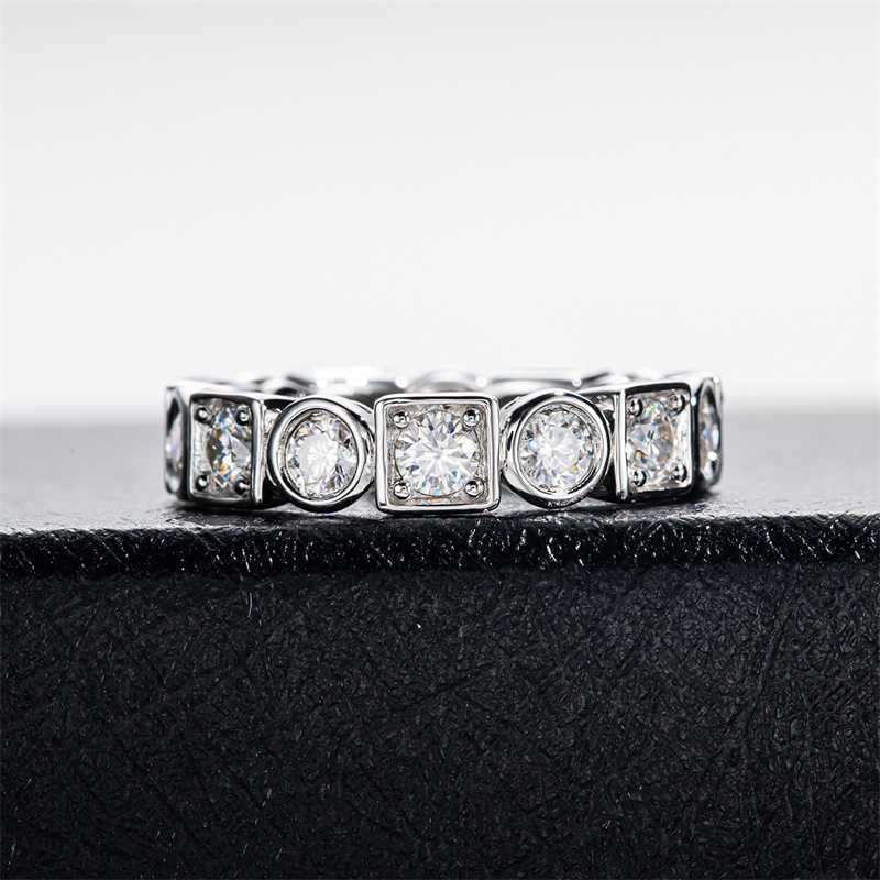 Band Rings Onelaugh 3.5mm 14Pcs D Color Moissanite Wedding Band Rings for Women 925 Silver Round Square Moissanite Eternity Engagement Ring