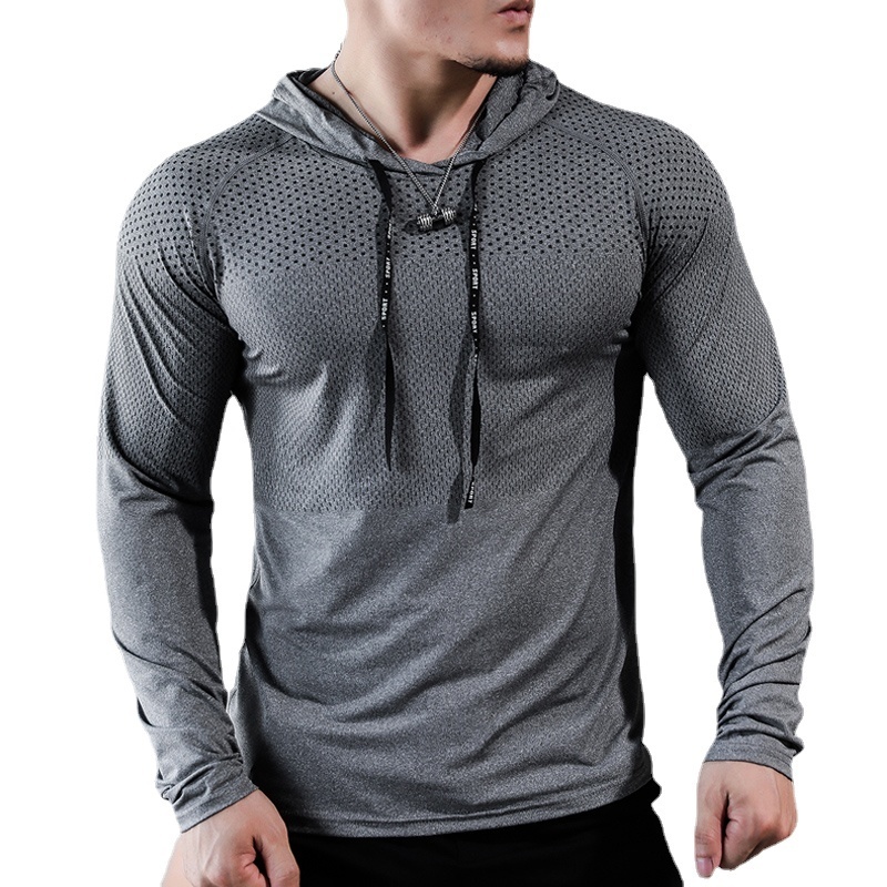 Men's T-Shirts Mens Fitness Tracksuit Running Sport Hoodie Gym Joggers Hooded Outdoor Workout Athletic Clothing Muscle Training Sweatshirt Tops 2