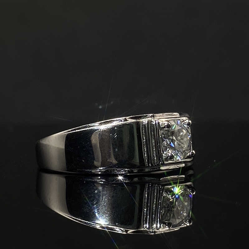 Band S925 Sterling Silver Platinum Plated Men Ring D Color Male 0.5 CT Moissanite Rings VVS Fine Jewelry Pass Diamond Tester