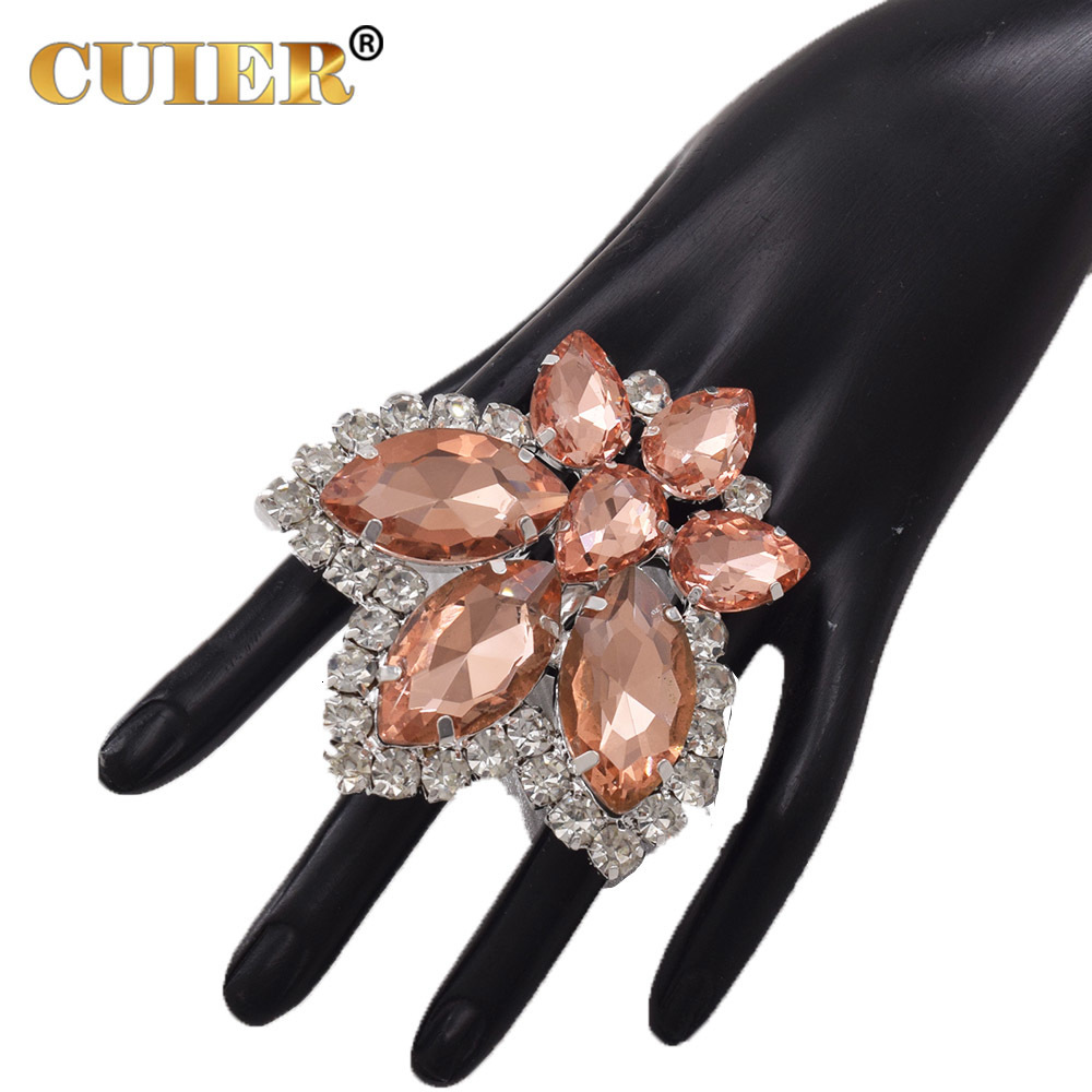 Solitaire Ring CuiEr 7.5cm Crystal AB Glass strass Adjustable Ring for Women Huge Ring Big Size Wedding Performance Stage Jewelry 230810