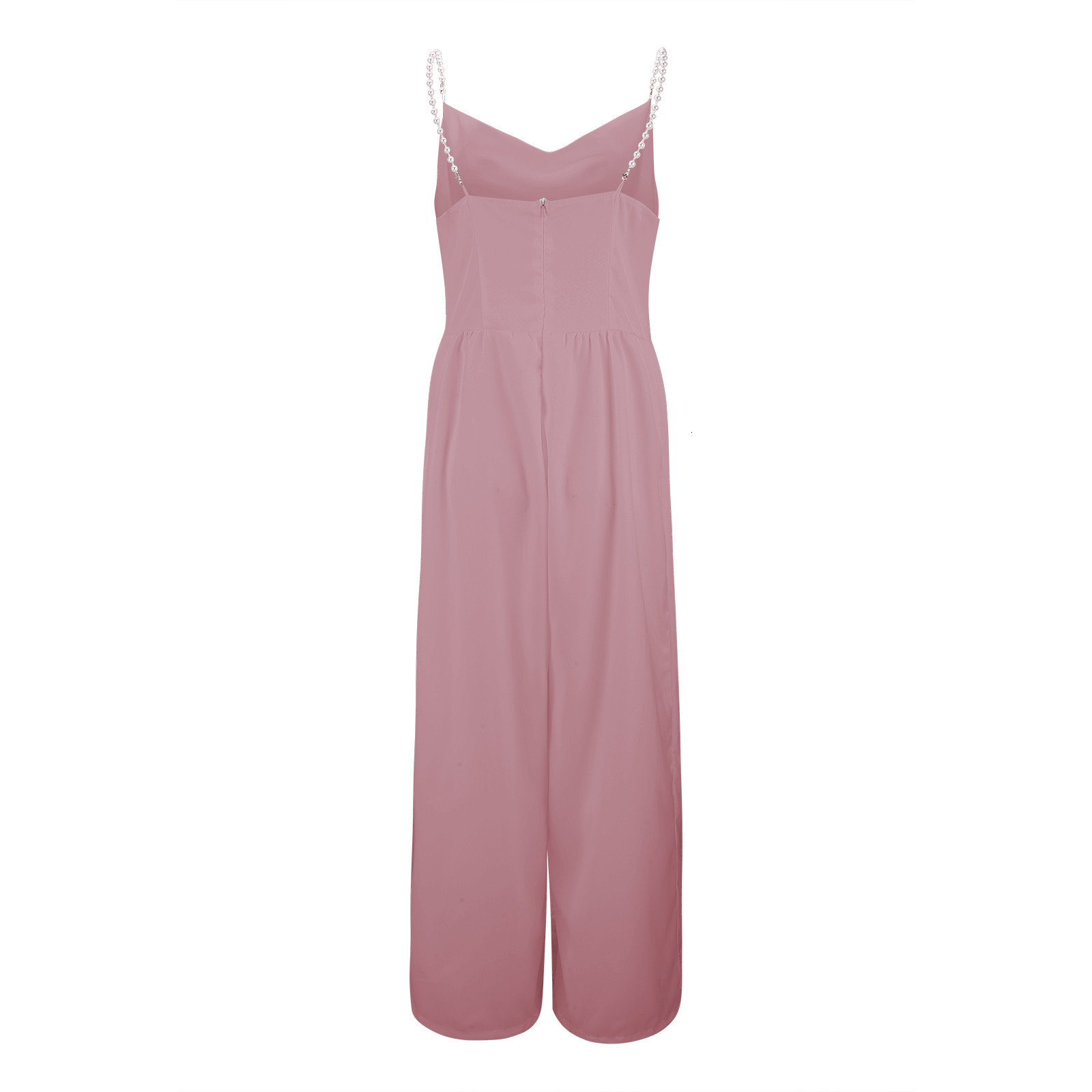 Women's Jumpsuits Rompers Womens Casual Solid Color Two Pearl Strap Pink Sweetheart V-Neck High Waist Tube Jumpsuit Pants Summer Dressy Maternity
