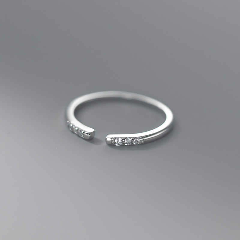 Band Rings WANTME 925 Sterling Silver Simple Fashion Open Pav Shiny Zircon Finger Ring for Women Chic Korean Party Jewelry Accessories