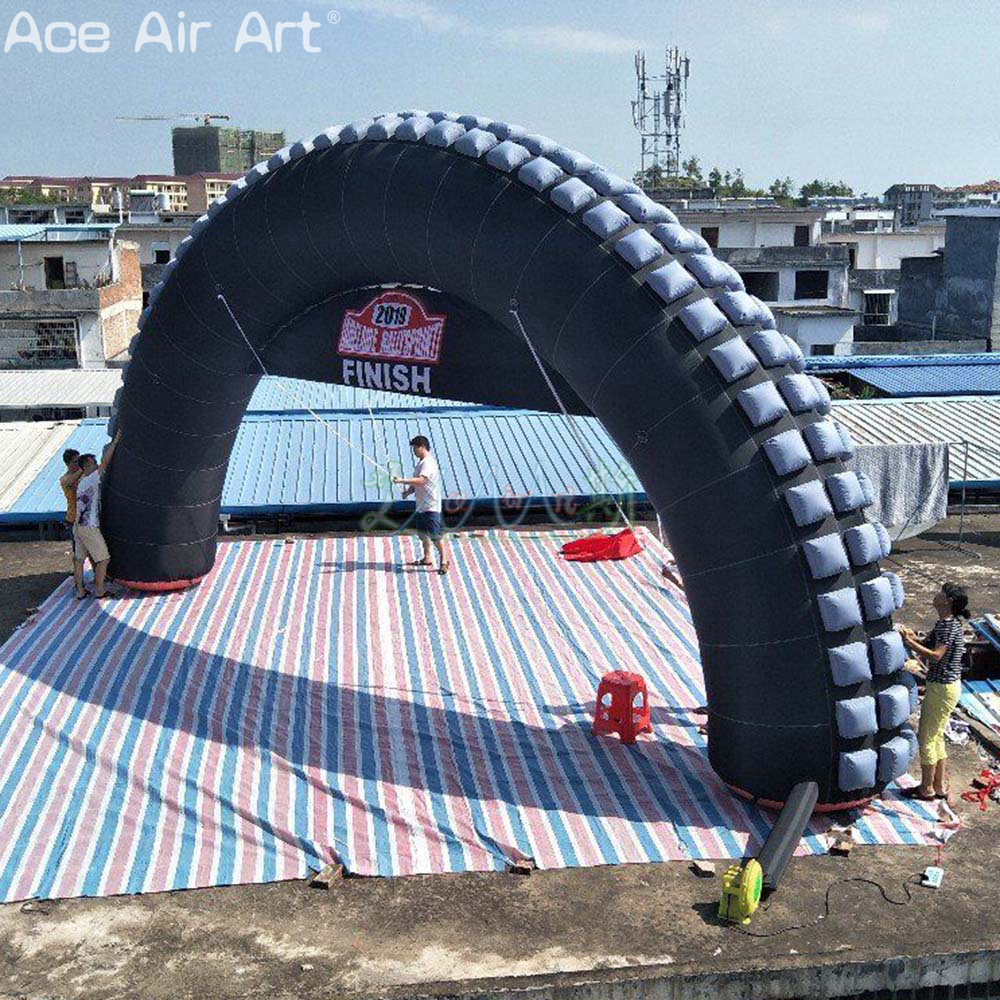 Outdoor Inflatable Tire Arch Gear Track Archway Entrance with Banner for Sports or Competition