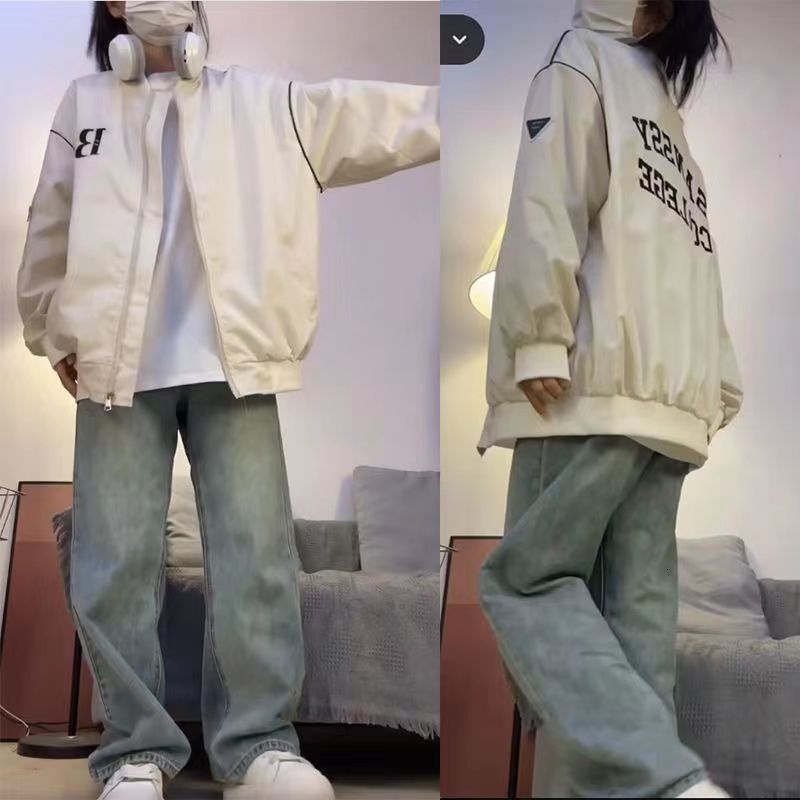 Womens Jackets QWEEK Vintage Bomber Jacket Korean Style Windbreaker Black Female Oversized Streetwear Gothic Harajuku Fashion 230809