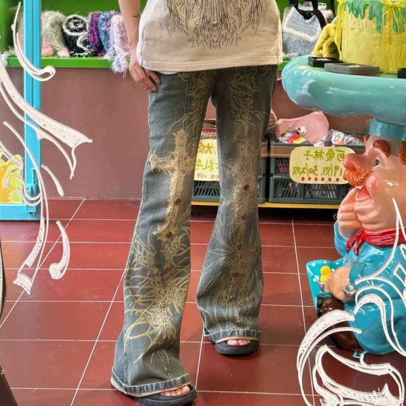 Womens Pants Capris Y2K Vintage Women Korean Casual Streetwear Oversize Cargo Aesthetic Straight Trousers Wide Leg Jeans Grunge Denim Clothes 230809