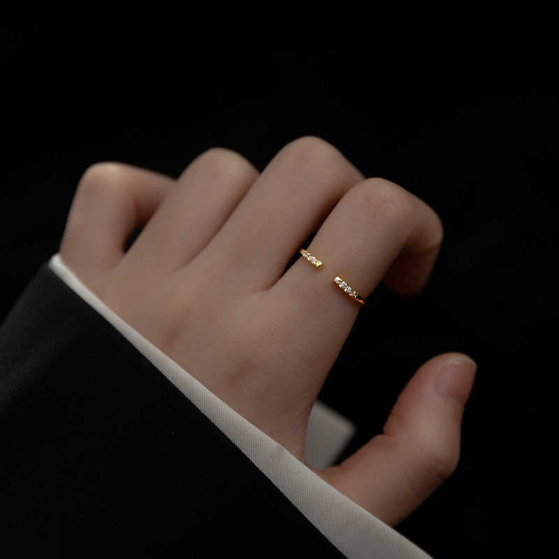 Band Rings WANTME 925 Sterling Silver Simple Fashion Open Pav Shiny Zircon Finger Ring for Women Chic Korean Party Jewelry Accessories